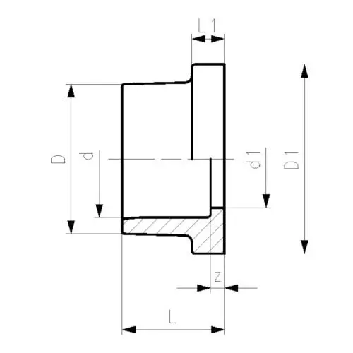 Винипласт втулка под фланец 10x16x17 мм НПВХ DIN EN ISO 1452-3